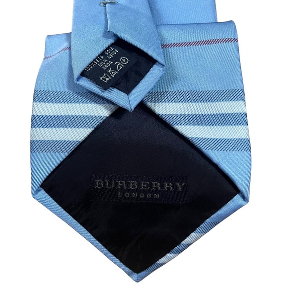 Burberry Silk Tie Vintage Blue Jacquard / Check Patterned.  Unique Rare. Mens - Picture 5 of 6
